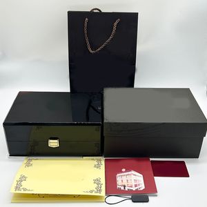 Scatola per orologi da uomo di design Scatola nera Dhgate bue Regalo di lusso Orologio legnoso Brochure Etichetta per carte Scatola per orologi Scatole misteriose