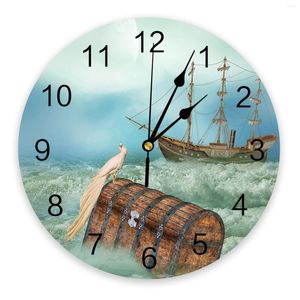 Wall Clocks Wave Boat Peacock Clock Modern Design Living Room Decoration Kitchen Silent Home Decor