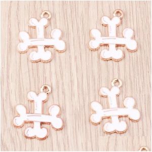 Charms 10Pcs Cartoon Funny Halloween Crossed Bone Metal Charm Diy Accessory Earrings Necklace Keychain Jewelry Making Findings Drop Dh6Rx