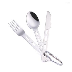 Dinnerware Sets Travel Cutlery Set Camping Stainless Steel Picnic Knife Hollow Outdoor Knives And Forks