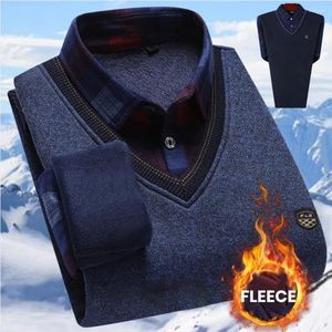 Maglioni da uomo Camicia calda da uomo con stampa scozzese Felpa pullover antivento da uomo con fodera in peluche Accogliente top invernale per un stile elegante