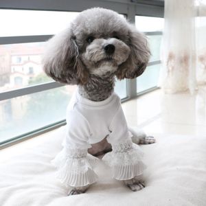 Coletes filhote de cachorro camiseta seção fina pet algodão bonito laço manga longa pulôver camisa de fundo teddy roupas bichon poodle roupas de cachorro xs