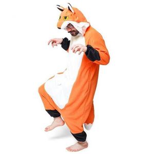 アニマルアダルト高品質Mr Fox Kigurumi Pajamas太い柔らかいフリースハロウィーン家族パーティーハロウィーンワンズコスチューム226D