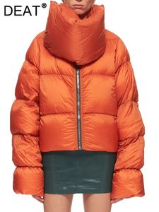 Jaquetas femininas Deat moda feminina algodão acolchoado casaco cachecol gola zíper mangas completas painéis grossos quentes parka inverno 2023 19J1998 231129