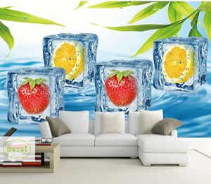 Tapeten Bacal 3d Papel Murals Water Drop Fruit Orange Wallpaper For Kitchen Room Po Mural Dinning Blue Wall