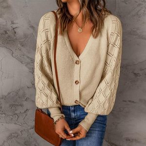 Women's Knits Sleeveless Cardigan Casual Single Breasted V Neck Long Sleeve Sweater Fashion Elegant Fall Winter Women 2023 Knitted Sweaters