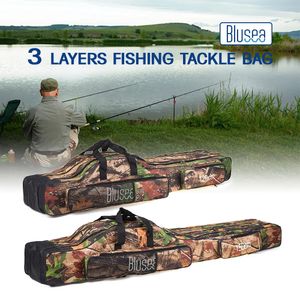 Utomhuspåsar 120 cm150cm 3 lager Fiskpåse Portable Folding Rod Reel Tackle Carry Case Travel Storage 231129