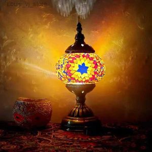 Bordslampor USB RECHARGEABLE MOROCCAN COFFEE RETRO EXOTIC Bedroom Restaurant Homestay Bar Trkiye Mosaic Small Table Lamp YQ231129