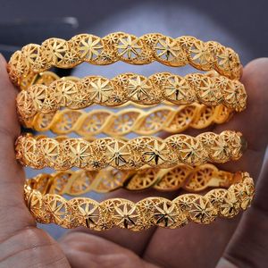 Bangle 4pcs/Mot Saudi Arabia Свадебные золотые браслеты для женщин Дубай невеста Эфиопский браслет Африка Арабские ювелирные украшения