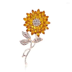 Broschen Sunflower Rhinetone Für Frauen Mode Luxus Kristall Brosche Schmuck Kleidung Schal Pins Zubehör