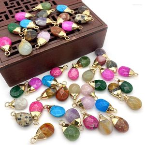 Pendant Necklaces Natural Stone Turquoises Quartz Crystal Tiger Eye Opal Heart Pendants For Diy Jewelry Men Madam Gift 10x19mm