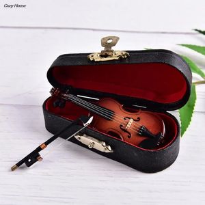 Dekorativa objekt Figurer 8cm Collection Ornament Model Decoration Gifts With Support Miniature Musical Instruments Mini Violin Wood 231128