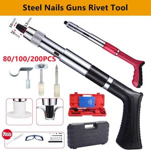 Spijkerpistolen 3/4 levels Adjustable Manual Mini Steel Nail Gun Rivet Tool Ceiling Wall Anchor Wire Slotting Device Home Wall Fastener Rivet