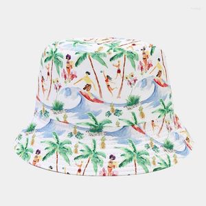 Berets Spring Cotton Cartoon Cartoon Print Bucter Hat Fisherman Outdoor Travel Sun Sun для мужчин и женщин 148