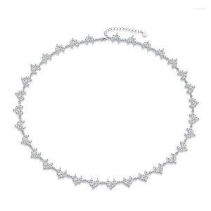 Catene Collana di Moissanite a cuore pieno di lusso 4mm Princess Square Cut Diamond GRA Certified 925 Sterling Sliver Neck Chain