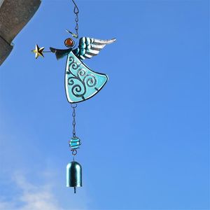 Figuras decorativas Objetos de metal anjo decoração de penduramento ornamento sinos de asa sinos de vento presentes para jardim doméstico decoração ao ar livre pingentesde