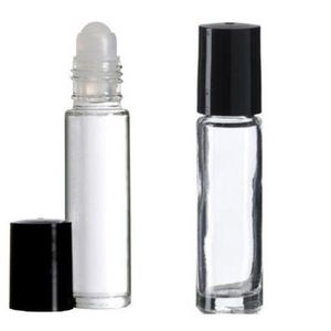 10 ml 1/3oz glasrulle på flaskor tomma aromaterapi parfymflaskor- återfyllningsbar smal med cap transparent bksxo