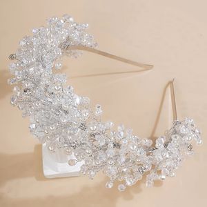 Wedding Hair Jewelry Luxury Pearl Crystal Bridal Crown Headpieces Handmade Party Wedding Hair Accessories Vintage Rhinestone Women Headband Tiaras 231128