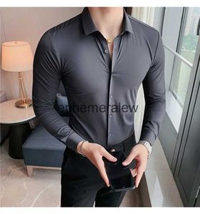 Men's Casual Shirts High-End White Business Shirt Silky Comfortable And Pressure-Free Rubber Pleats -Free Shirt.ephemeralew