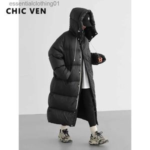 Women's Down Parkas Chic Ven Women's Down Coats Korean Loose Hooded Thick Warm Long Down Jacket Winter Coat for Women Fe Parkas Outerwears 2023 L231129