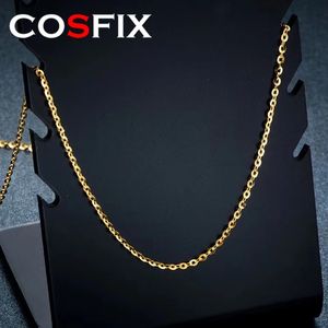 Chokers cosfix prawdziwy 18 -karatowy złoty łańcuch Au750 Pure Naszyjnik dla kobiet i mężczyzn Prezent urodzinowy biżuterii 231129