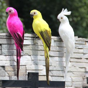 Decorative Objects Figurines 25cm Handmade Simulation Parrot Creative Feather Lawn Figurine Ornament Animal Bird Garden Prop Decoration 1213141516CM 230428