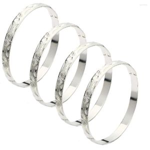 Bangle 4pcs Exquisite For Women Silver Color Bangles African India Charm Bracelets