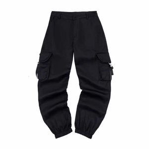 Men S Pants High Edition P Family Nylon Triangle Label Casual Pocket Straight Long Double Button Work