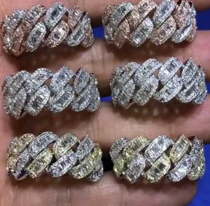 Band Rings Iced Out Bling Men Finger Jewelry Full Paved Rectangle Cubic Zirconia 5A CZ Cuban Link Chain Engagement Ring 221107