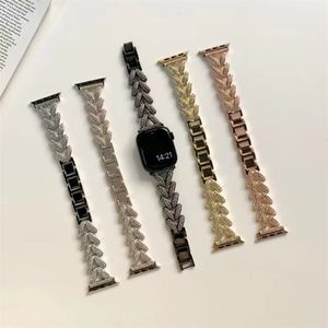 Tiras inteligentes de luxo vestíveis VV V v contas Diamante de diamante Metal Wrist Strap para Apple Watch Series 3 4 5 6 7 8 Ultra 49mm 38 40 41 42 44 45mm