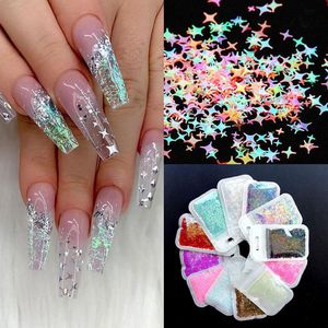 Nagelkonstdekorationer 1bag ultratin laser fyrspetsiga stjärns paljetter färgglada holografikflingor paillette verktyg diy designnail