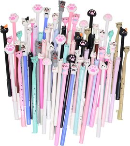 Jel Pens 50 PCS Sevimli Karikatür Yenilik Mürekkep Kedi Yazıyor 05 mm Siyah Eğlence Kawaii Çocuklar İçin Toplu Ofis Okulu Malzemeleri 231128