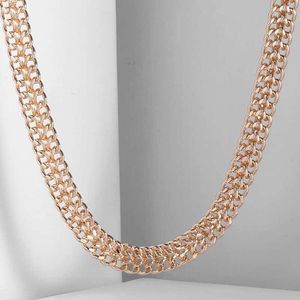 Ketten 7,5 mm 585 Rose Gold Farbe Halskette für Herren Damen Double Curb Cuban Weaving Bismark Schmuck 20 Zoll 24 Zoll CN11