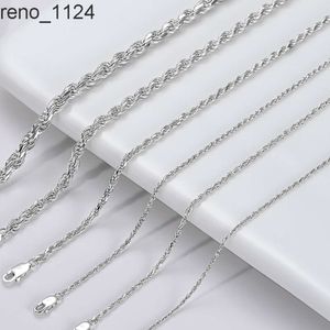 Fina smycken 925 Sterling Silver Rope Chain Halsband Kvinnan Choker CLAVICLE Diamond Cut Twist Rope Chain 16-22 tum