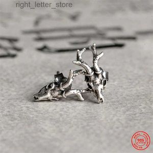 Stud YIZIZAI 925 Sterling Silver Creative Retro Deer Head Skull Stud Earring Punk Street Style Ear Pin for Men Women Fine Jewelr YQ231128