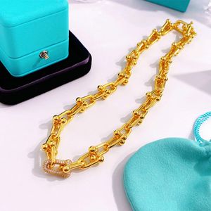 Collana girocollo Collana girocollo in oro 18 carati con catena a forma di U in zirconi, collane da sposa in bambù, regalo all'ingrosso con sacchetto per la polvere gratuito