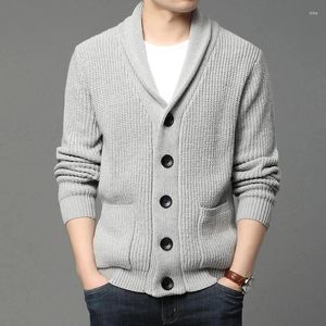 Suéteres masculinos 2024 High End Wool Designer Grosso Coreano Autum Inverno Marca Moda Cable Knit Sweater Jacket Homens Casuais Casacos Mens Roupas