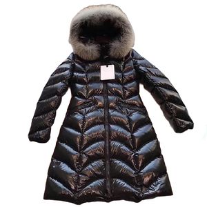 Monclairer Fashion Designer Women Down Jacket Winter Arm Badge Hooded Fur puffer jacket Ourdoot Casual watm coat size 1--4
