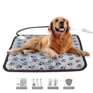 Kennels kalemleri ayarlanabilir ısıtma pedi battaniye köpek kedi yavrusu paspas yatağı pet elektrikli ısıtıcı ped güç-kapalı koruma su geçirmez ısırık dirençli tel 231129