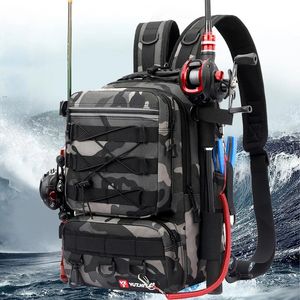 Sacos ao ar livre Camuflagem Isca Pesca Multifuncional Mochila Esportes Grande Capacidade Rod Tackle Bag 231129