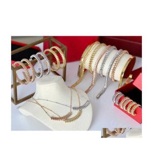 Armband halsband märke mode smycken set för kvinnor guldpläterad rive ångpunk party clash design örhängen ri droppleveransuppsättningar dhmg2