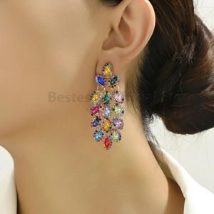 Dangle Earrings Boho Ethnic Style Sparking Crystal Drop For Women Trend Luxury Design Long Tassel Pendant Wholesale Jewelry