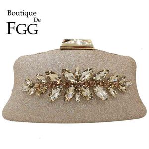Boutique De Fgg Glitter Women Clutch Crystal Evening Bags Bridal Formal Dinner Purses and Handbags Wedding Party Diamond Bag233j