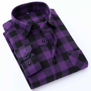 Mäns casual skjortor Slim-fit borstad kontrast Plaid skjorta en enda lapp ch poet bekväm mjuk långärmad ginghamephemeralew