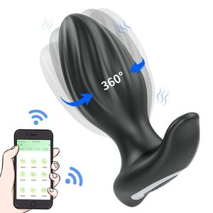 Seks Oyuncak Masajı 360 Döndürme Titreşimli Anal Fiş Uygulama Butt Vibratör Erkekler için Perineum Stimülasyonu Yetişkin Malzemeleri Oyuncak Çiftler