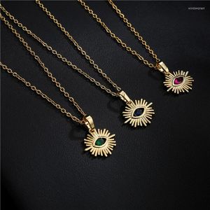 Pendant Necklaces BUY Vintage Bohemian Jewelry Gold Color 45cm O Chain Eye Design CZ Necklace For Women Girl Wholesale Birthday Gift