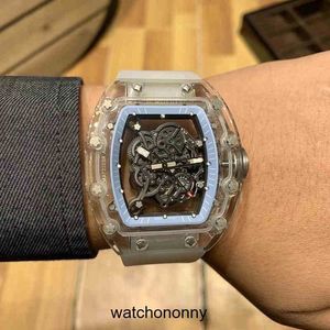 デザイナーri mliles luxury watchメカニカルクールな腕時計ファクトリーRM055ワインバレルレジャービジネスクリスタルケースホワイトグルーバンド2023スタイル