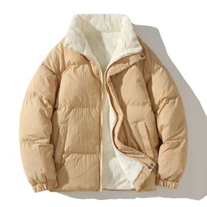Mens Down Parkas Men Fashion Winter Thicken Warm Parka Coat Male Solid Color Fleece Zipper Jacket Cotton Size 3XL 231129