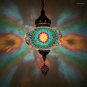 Pendant Lamps Turkish Lustre Lights Colored Glass Restaurant Mediterranean Hanging Light Fixture Home Decor Industrial Lighting