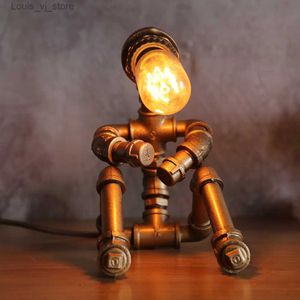 Night Lights American Steam Punk Table Light Creative Retro Bar Coffee Shop Industrial Robot Desk Lamp Study Bedroom Bedside Night Lamp YQ231214